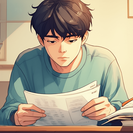 스튜디오 지브리 스타일의 감성적인 수채화 일러스트레이션. 부드러운 파스텔 톤과 따뜻한 조명. 노트북이나 스마트폰으로 항공권 예매 사이트를 여러 개 비교하며 신중하게 정보를 살펴보는 한국인 청년의 클로즈업 또는 상반신 샷. 표정은 진지하면서도 기대에 차 있다. 배경은 부드럽게 번진 집 안의 책상 위 모습. 이미지 안에 어떠한 글자, 숫자, 로고, 기호도 포함하지 않는다.